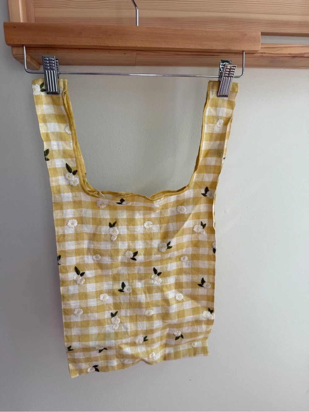 Sezane Shopper Bag Straw Yellow Gingham - Size TU